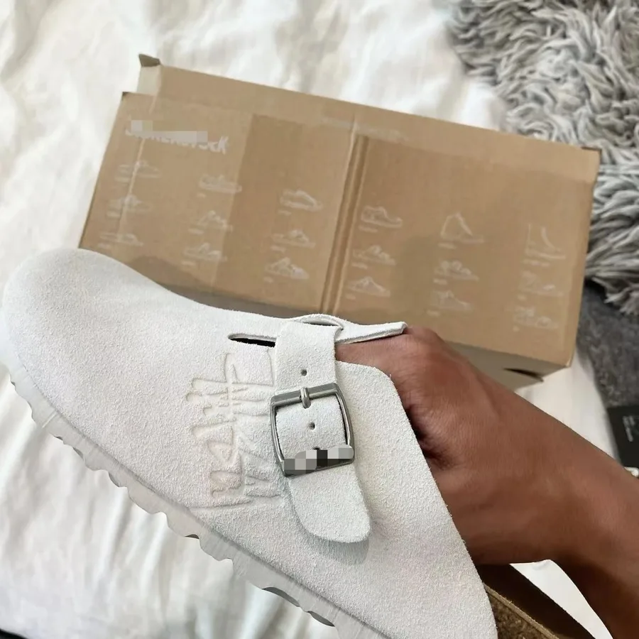 Stussy x Birkenstock Boston Suede Clog Bone joyabuy spreadsheet find
