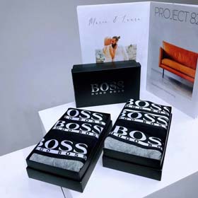 Boss Men's stylish solid color logo embroidered breathable briefs boxer briefs  （mens 3pcs）-2392